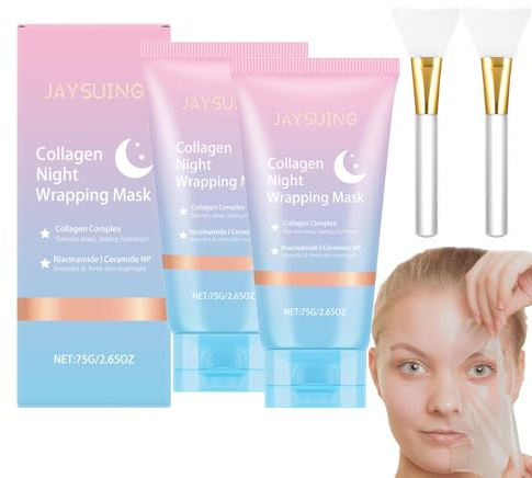 Masque facial pelable de nuit au collagène,masque enveloppant de nuit au collagène, masque enveloppant au collagène,masque de nuit au collagène Masque de nuit au collagène,Collagen Peel-off Mask(2PCS)