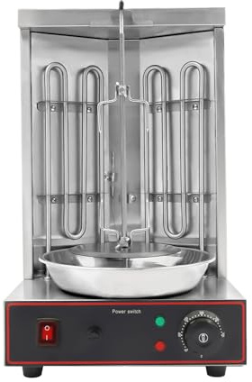 KANBCNG Elektrische Dönergrill Edelstahl Grill Tragfähigkeit 10 kg 2 Heizrohre 6 U/min Hause-Grillpartys-Dönerspieß Fast-Food-Restaurants-Hähnchengrill Straßenstände Multigrill