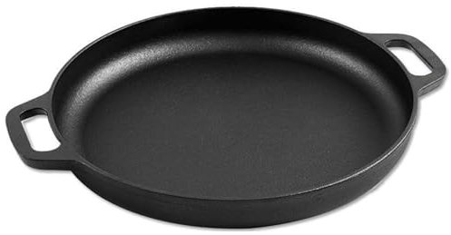 GAOBINGB Teglia per Pizza in ghisa con Manico Adatta per Forno, Campeggio all'aperto, Padella, A-28CM