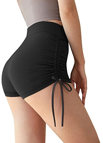 Generisch Pole Dance Outfit Hose Damen Kordelzug Yoga Shorts Hüftheben Fitness Training Oberbekleidung Laufen Dreipunkt Sport Hot Pants Shorts Damen 2 in 1