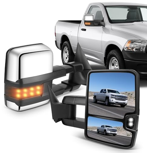 ECCPP Towing Mirrors Fit For 1988-2000 For Chevy C2500/K2500/ K3500 For GMC C2500/K2500/K3500 1988-1998 For Chevy C1500/K1500 For GMC C1500/K1500 Tow Mirrors With Left Right Side Power Heated