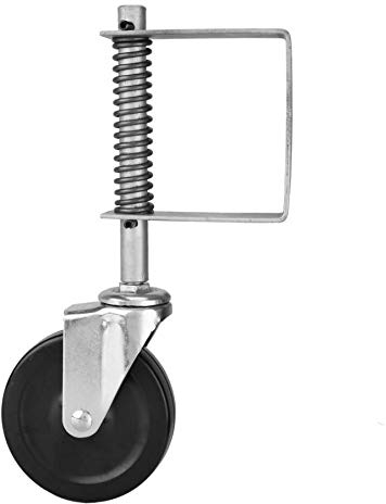 Roulette de portail en caoutchouc 10,2 cm avec ressort et pivotante, très résistante, capacité de charge de 99,8 kg