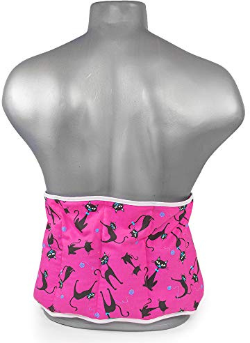 Kirschkernkissen. Gürtel mit Klettverschluss - ca. 135cm - 7-Kammer. Wärmekissen Rücken Wärmegürtel XXL Körnerkissen - Katzen-pink