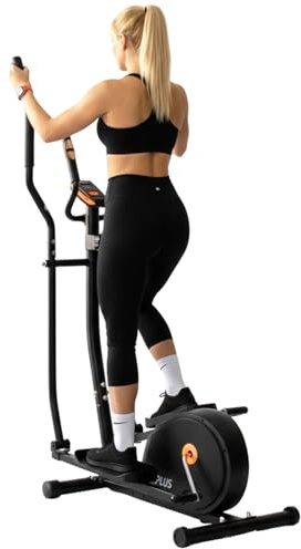 Bonplus BP Bicicleta Elíptica con 8 Niveles de Resistencia Magnética, Entrenador Crosstrainer, Pulsómetro, Uso Doméstico, Panel de Control LCD, Ruedas Frontales, Fitness