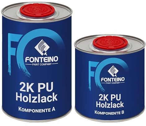 2K PU Holzlack Farblos Glänzend – Parkett- & Treppenlack, Klarlack für Möbel, Tischplatten, schlagfest, abriebfest & für Innen und Außen– 1Kg Lack + 0,5Kg Härter