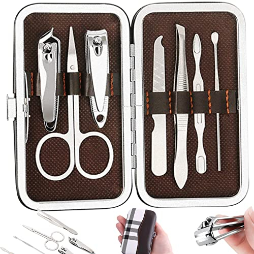 Retoo 6-delat manikyrset i rostfritt stål med sax, pincett, fil, sidoskärare, räffling, klippmaskin, nagelklippare och pedikyrkit i fodral, nagelvårdsverktyg, nagelset, nagelvårdsset