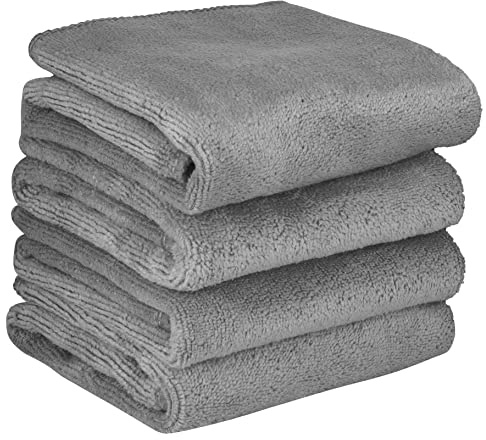 Microfibre Face Cloths Makeup Remover Cloth Super Soft 30cm x 30cm (4 pack, grey)