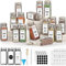 Spice Storage Solution - 16 Pack Glass Jars With Shaker Lids - 120ml Square Kitchen Spice Containers for Salt, Pepper, Herbs and More