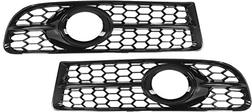 Keenso Auto Nebelscheinwerfer Gitter, 1 Paar Auto Nebelscheinwerfer Kühlergrill Einfassung 8E0807681F Nebelscheinwerfer Abdeckung Glänzend Schwarz Ersatz für B7 S4 2005-2008