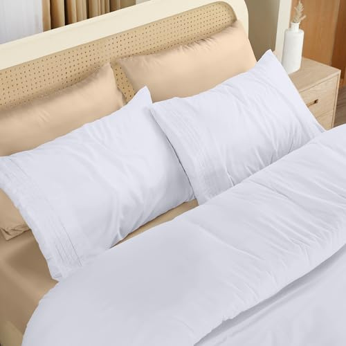 Utopia Bedding Duvet Cover - King Size Duvet Cover Set with Embroidered Pillowcases - Soft Microfibre Polyester Bedding (White)