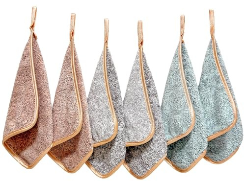 FOGARY Mikrofiber ansiktsduk, återanvändbar sminkborttagningstrasa rengöringsdukar för ansikte, mikrofiber mjuka ansiktsskydd smink rengöringshandduk, flanell ansiktsduk paket 6 - tvättbar (20 x 20 cm