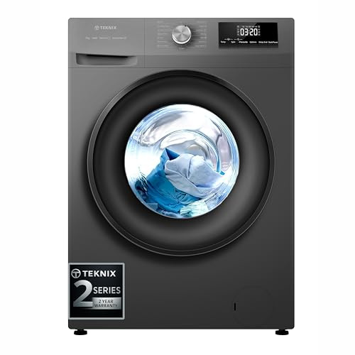 Teknix 8kg Freestanding Washing Machine – Quick 15/30/49 Min Wash, A Energy Rated, Durable Inverter Motor, Slim Depth, Quiet Spin - TK2W814HS
