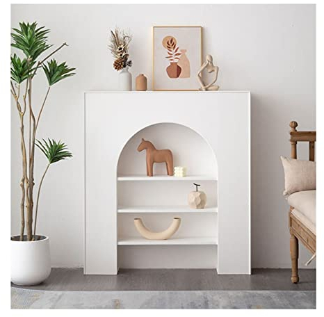 Kaminumrandung Elektrischer Kaminofen-Kaminsims, französischer dekorativer Schrank, Kaminsimulation, Vitrine, Wohnzimmer, Kaminofen, Kaminsims, Verkleidung, weiß Dekorative Kaminkonsole ( Size : 110*2