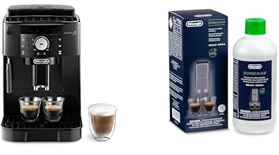De'Longhi Magnifica S ECAM11.112.B, Kaffeevollautomat mit Milchaufschäumdüse für Cappuccino, mit Espresso Direktwahltasten und Drehregler, 2-Tassen-Funktion, Schwarz mit DLSC 500 Entkalker