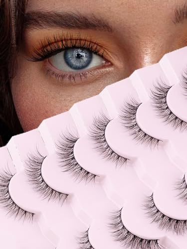 Künstliche Wimpern Lashes Cat Eye 12mm Fake Lashes Natural Look Falsche Wimpern 3D Volume Wimpern Extensions C Curl Natürliche Wimpern Siligli Daily Lashes Pack, 7 Paar