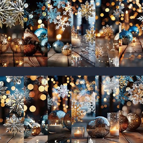 48 Blatt Scrapbook Papier, Einseitiges Decoupage Block, Winter Schnee Muster Scrapbooking Dekorpapier Bastelpapier für DIY Kartenherstellung, Journals, Geschenkverpackung, 15.2x15.2 cm