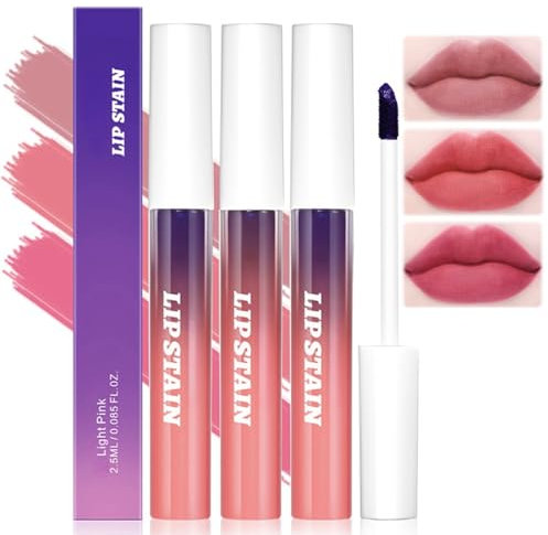 3PCS Peel Off Lip Stain Set - Long-Lasting Matte Lip Gloss, Nude Waterproof Lip Tint, Non-Stick, Cup-Free, & Smudge-Proof Lip Makeup for Women
