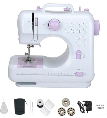 LetCart Sewing Machine for Beginner, 12 Needle Multifunctional Household Machine Electric Portable Double Thread Reverse Sewing Machine Two Speed