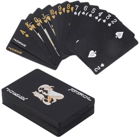 OUDQFCJ Schwarzer Diamant Kunststoff Pokerkarten Plastik wasserdichte Spielkarten 1 Deck von Spielkarten Plastik