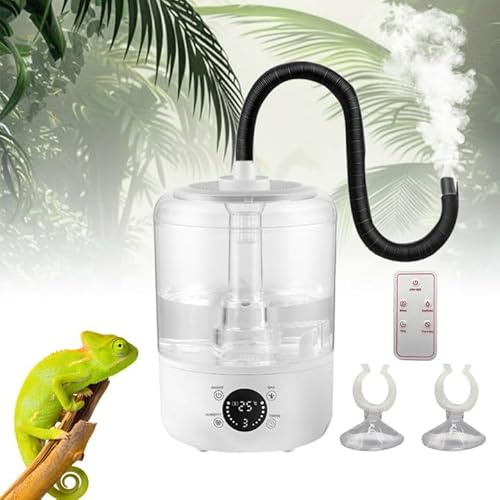Reptilien Luftbefeuchter, 4 L Tank, Ultra-Leise <25 dB, Smart Feuchtigkeitskontrolle, 2 m Schlauch, Infrarot-Fernbedienung, Leitungswasserfilter, Sicher & ideal für Growbox & Beregnungsanlage