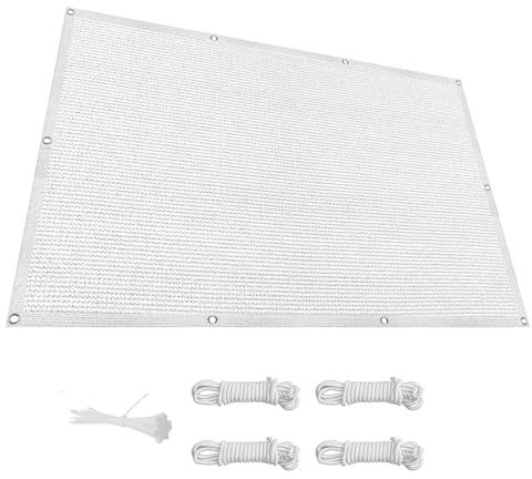 Tenda a Vela Rettangolare 160 x 160 cm Rettangolare Tessuto HDPE Protezione Solare, Tenda da Sole Vela Parasole con Fune e Occhiellato per Esterno Giardino Terrazza, Bianco