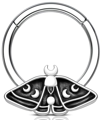 Melighting Mottenknorpelohrring 16G Septum Ring Halloween Helix Ohrring 316L Edelstahl Septum Clicker Conch Piercing Schmuck 10mm