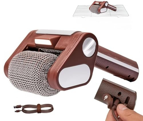 Nettoyeur de barbecue électrique avec LED, en acier inoxydable 304 sans fil, brosse rotative amovible à 350 tr/min
