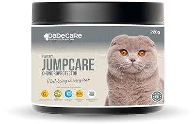 Condroprotector Gatos en Polvo 220g - Suplemento Articulaciones con Colágeno, Glucosamina, Condroitina, Ácido Hialurónico y Mejillón Verde - Apoyo Movilidad Gatos Mayores y Adultos - Jumpcare