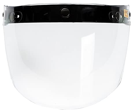 Retro Open Moto Caschi per Antivento Visiera con Visiera Design a 3 Bottoni, Classic, Chiaro
