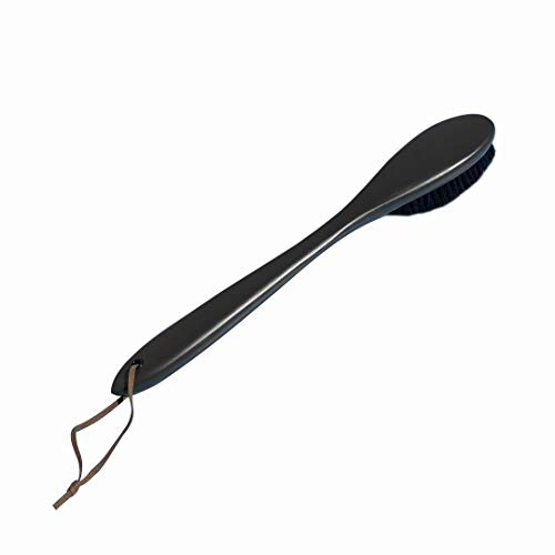 VINN DUNN BESPOKE Trä kolbrun klädborste 380 mm L-handtag, syntetisk vegansk borst, designad för sammetssoffa och delikata tyger