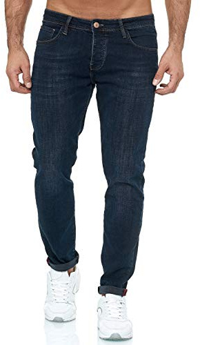 Jeans da Uomo Pantalone Denim Ampia Gamma di Misure StoneWashed Arena Blu/Nero W33 L30