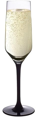 Altom Design Lot de 6 verres à vin à long pied noir dans une boîte cadeau Rubis (flûtes à champagne - 220 ml)