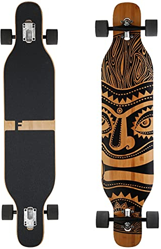 FunTomia Longboard mit 3 Flex Stufen Drop Through Cruiser Komplettboard Mach1 Speed Kugellager T-Tool