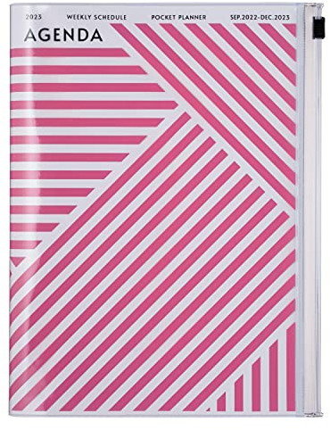 MARK'S 2022/2023 Taschenkalender A5 vertikal, Geometric Pattern, Purple: Von September 2022 bis Dezember 2023