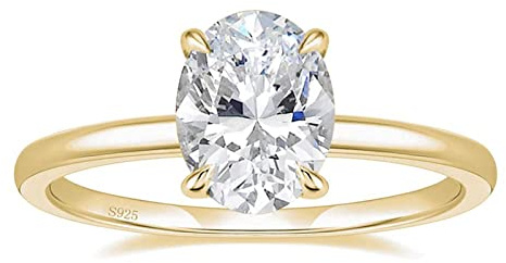 Titanium central ringar för kvinnor silver 925 solitär ring 3CT oval zirkonia förlovningsringar löfte ring vigselringar roséguld guld, Sibler 925, Kubisk zirkonia