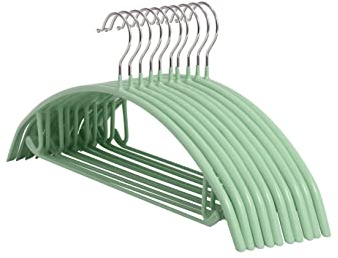 Paquete de 10 perchas antideslizantes para abrigos, chaquetas, suéteres, perchas de camiseta, colgador de punto antideslizante ligero (celadón)