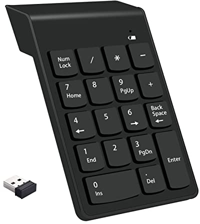 VBESTLIFE Clavier Numérique, Clavier Numérique sans Fil 2.4G, Touches en Chocolat, Plug and Play, pavé Numérique pour Ordinateur Portable 18 Touches pour Comptable Bancaire
