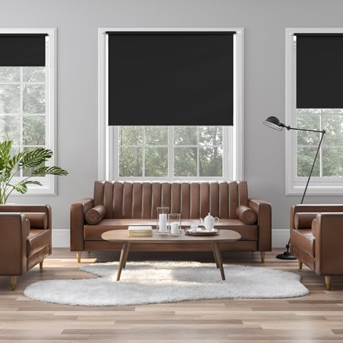 Aluminium-Jalousie 110 x 90 cm, Sichtschutz und Sonnenschutz Blickdicht, Thermo Dachfenster Rollo, inklusive Montagematerial, für Dachfenster, Schwarz