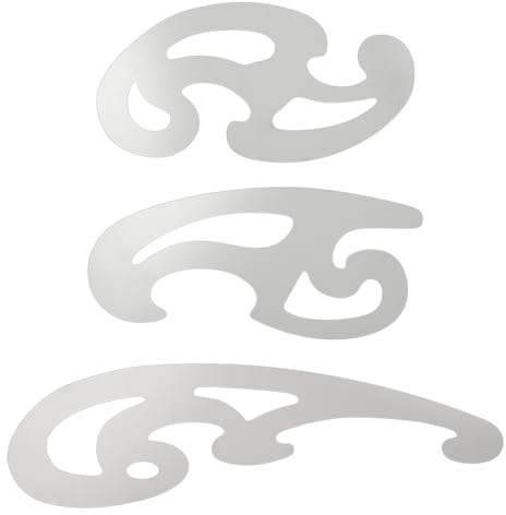 BENECREAT 3 pieza Regla Curva Francesa de Acero Inoxidable, Regla de Patrón de Metal, Plantillas de Dibujo, Herramienta de Plantillas de Dibujo para Diseño de Prendas de Cuero, Relieve Decorativo