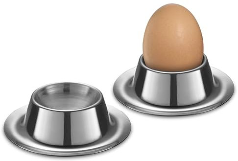 cilio Eierbecher UOVO | 2er-Set | Edelstahl | Spülmaschinengeeignet | Stapelbar | Für Eier bis zu Ø 4,5 cm | Höhe: 2,3 cm/Ø 8,5 cm