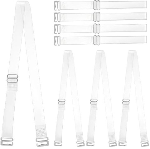 Invisible Bra Straps, 4 Pairs Clear Bra Straps Adjustable Transparent Bra Straps 10 Mm Thin Tpu Straps Dance Bra Clear Straps Non-slip Shoulder Straps Replacement for Women Girls Strapless Bras