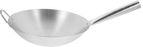 TOPBATHY Padella Wok Senza Rivestimento Ristorante Acciaio Inossidabile Resistente Alla Pulizia