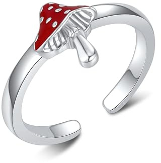CUPENDA Svamp tåringar sterlingsilver röd svamp justerbar tåring rosa ringar magisk svamp fotsmycke för kvinnor