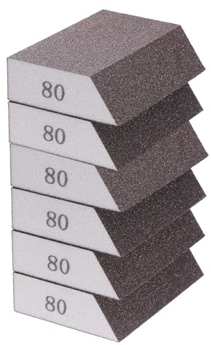 QUARKZMAN 6 Stück Schleifschwämme 180-220 Körnung Vierseitiges Schleifpapier für Lackreparatur und Modellschichtung, Braun