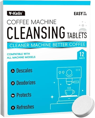 Y-Kelin Coffee Machine Cleaning and Descaler Tablets - 12 Pack Descaler for Coffee Makers, Compatible with All Pot, Espresso Machines Removes Stains & Oils