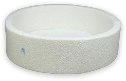 Mimii Bällebad 110x30cm Schaumstoff - Bouclé Rund Bällepool für Kinder Baby - Ballgruben für Mädchen und Jungen - Weiches und Sicheres Spielzeug – Weiß, Ohne Bäll
