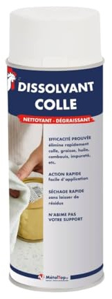 Metaltop - Dissolvant Colle - Bombe 400 ml - Elimine et dissout colles, adhésifs et étiquettes. Adapté pour le verre, le métal, le plastique