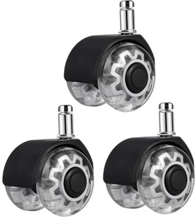 LOPUNER 3pezzi Ruote Per Sedia Ufficio Ruote Girevoli Materiale Resistente Facili Installare e Silenziose Compatibili Computer e Ufficio