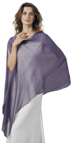 BEAUTELICATE Chal de Crepé Chiffon para Mujer Capa Gasa Fiesta Ligera para Novias Bodas y Vestidos de Noche-Lavanda