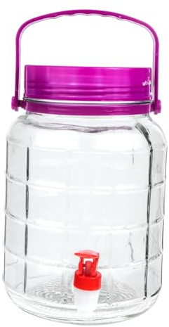 STOBAZA Frasco de Fermentación Hermético y Multifuncional de Vidrio Grifo, Capacidad 3l para Uso Doméstico en Cocina y Elaboración de Vino